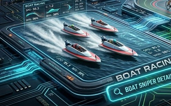 ボートレースのイメージ（水しぶきを上げて走る競艇ボート）
