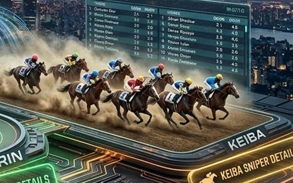 競馬のイメージ（コースを駆ける馬群と騎手）