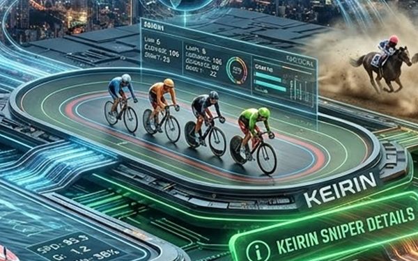 競輪のイメージ（バンクを走る自転車の選手たち）